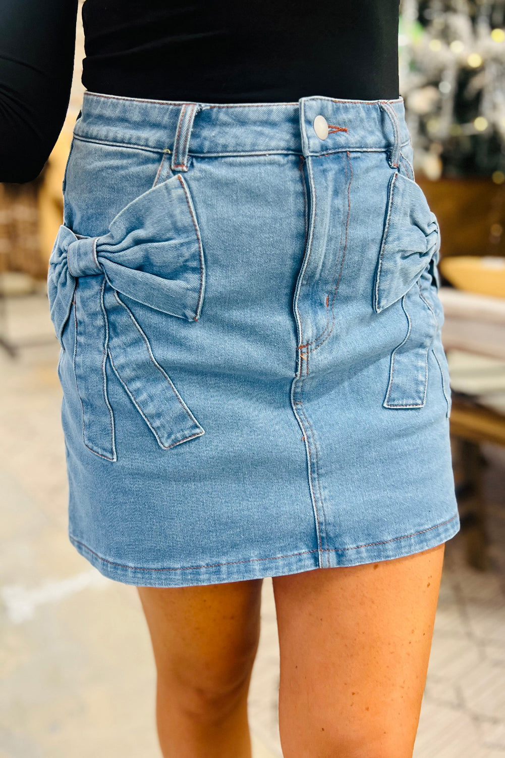 Acid Wash Bow Skirt LT