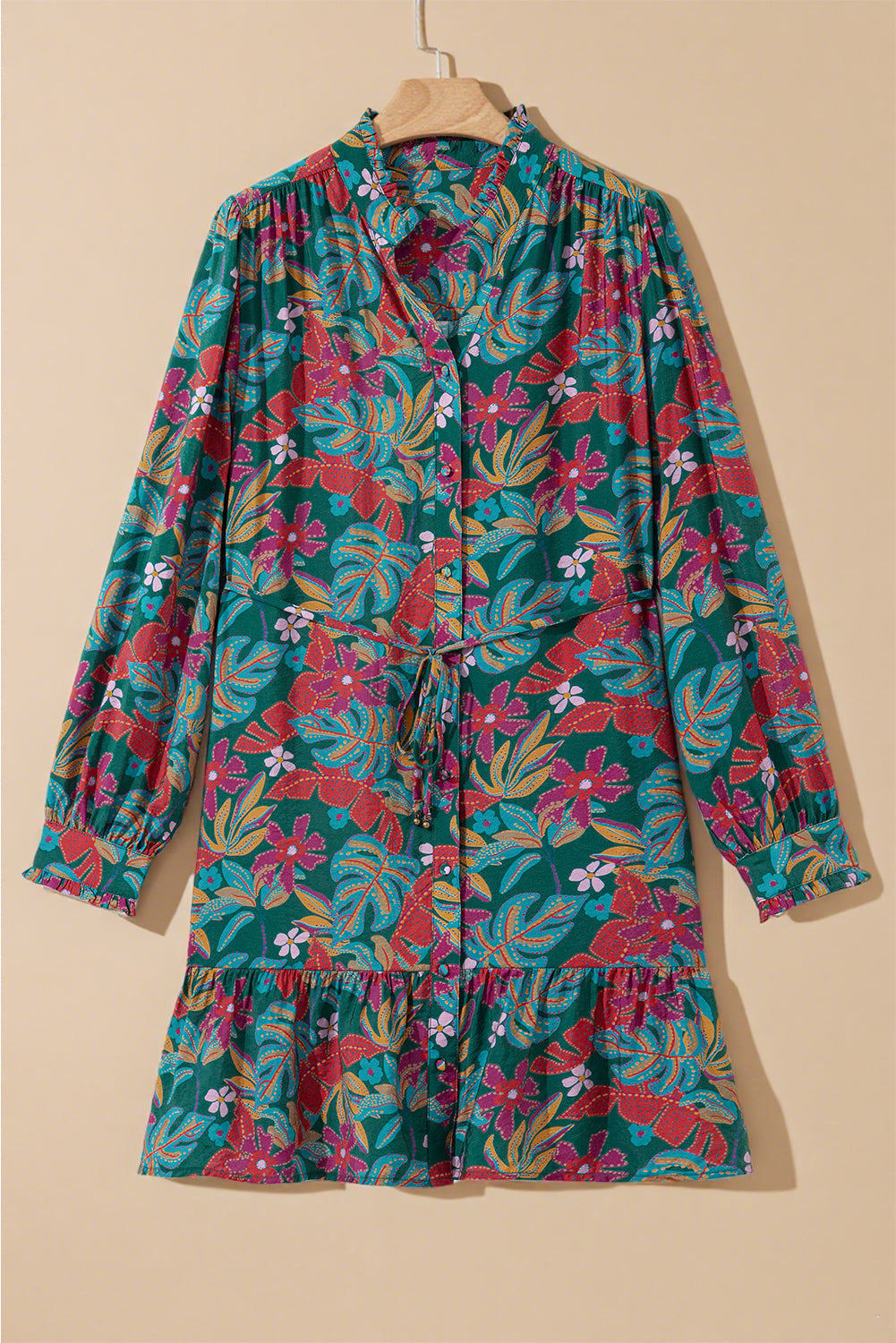 Green Floral Frilled Dress LT