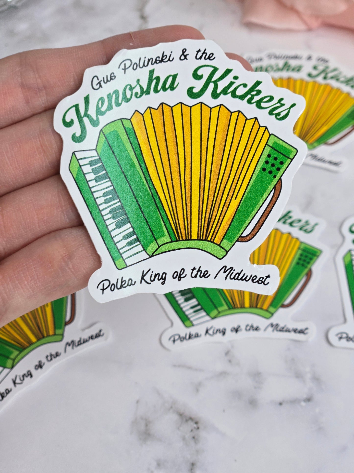 The Kenosha kickers polka king of the Midwest sticker