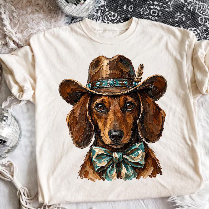 Western Hat Dachshund Tee.