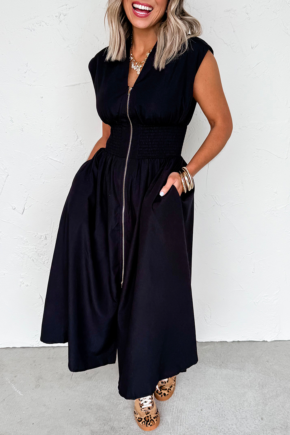 Black Shirred Maxi RTS