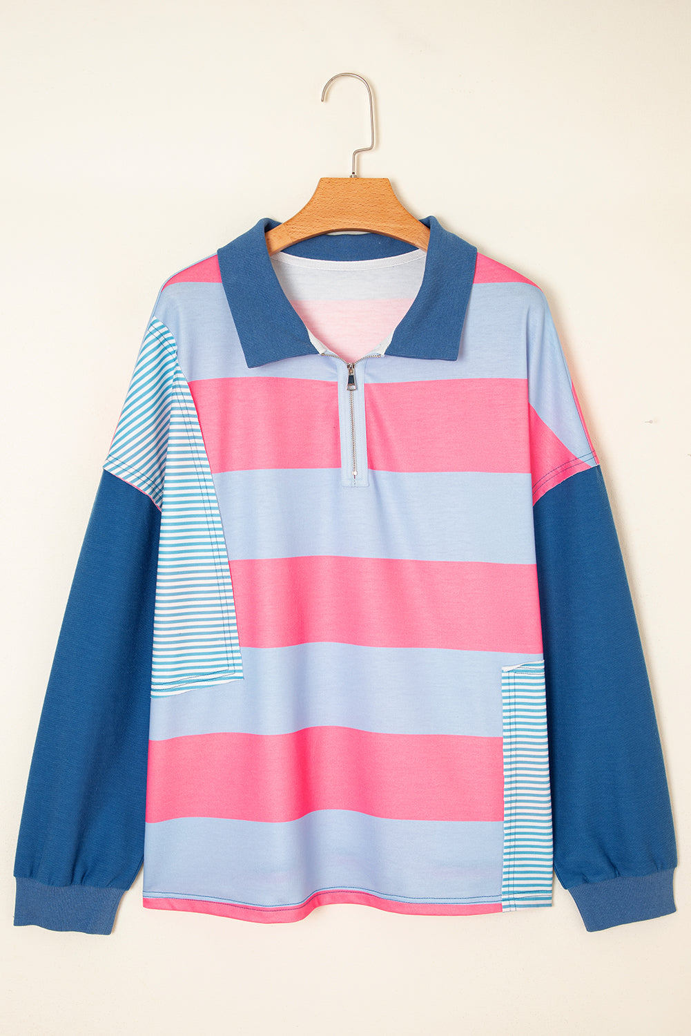Blue Stripe Colorblock Plus Pullover RTS