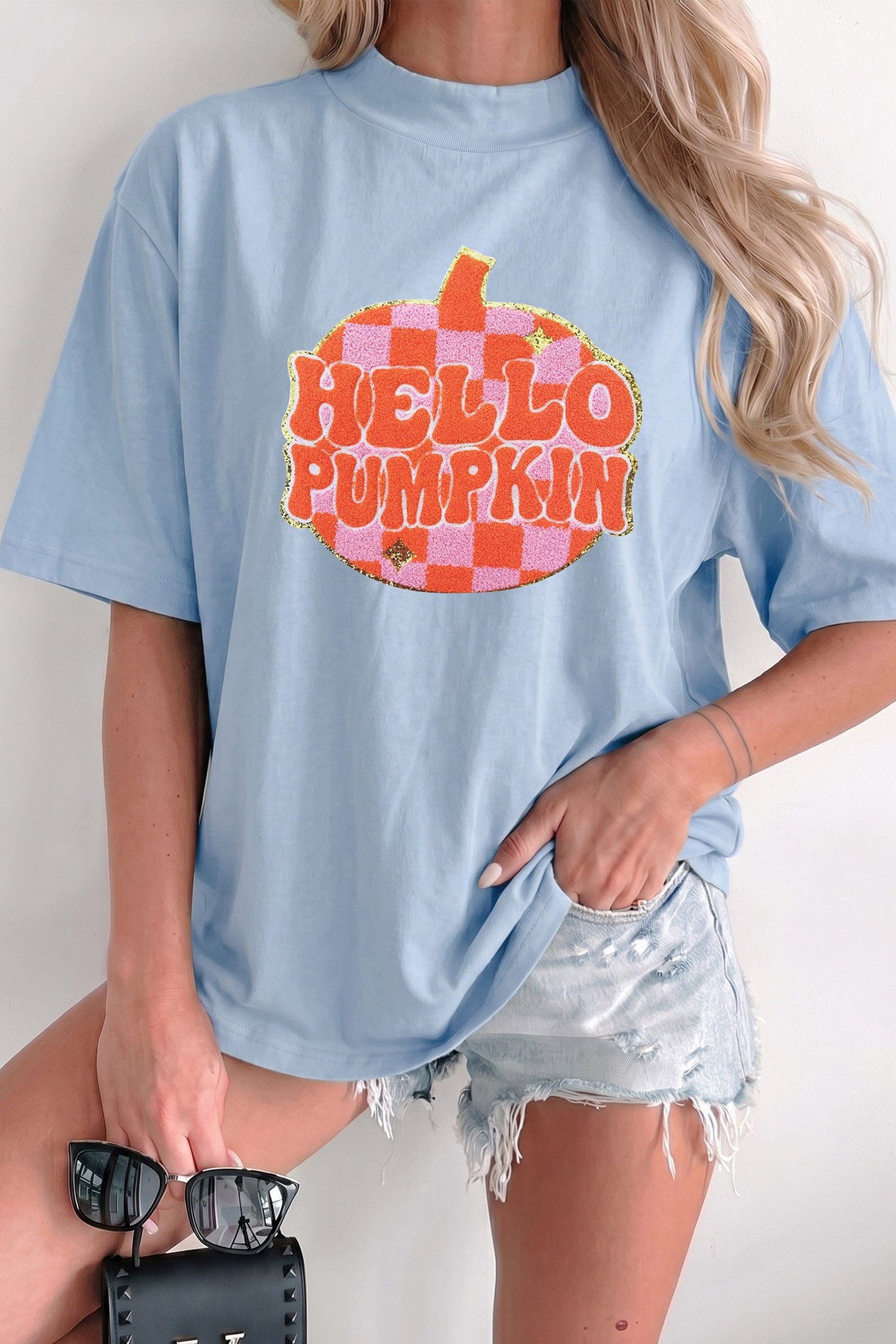 Blue HELLO PUMPKIN Shirt