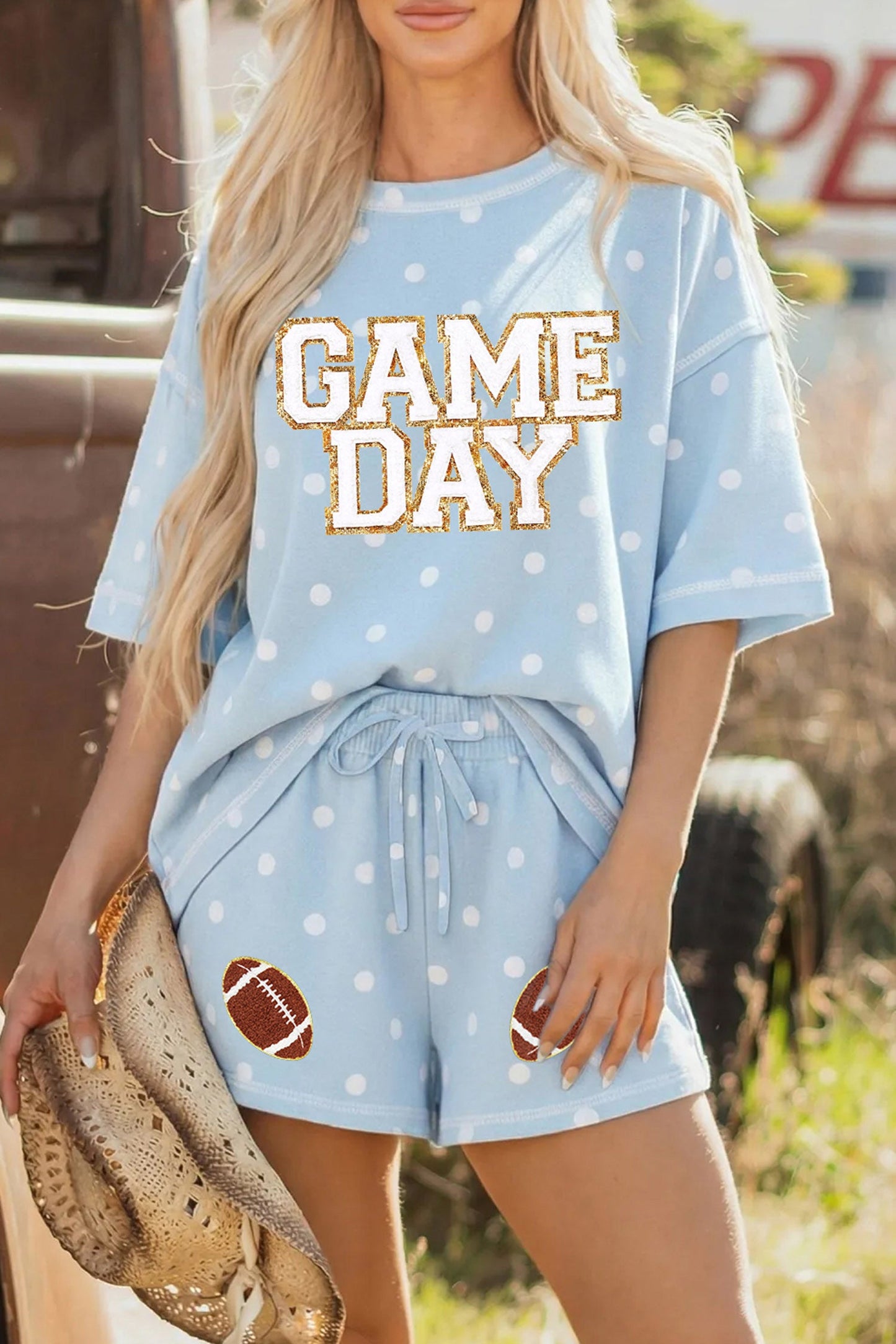Blue Polka Dot GAME DAY Set