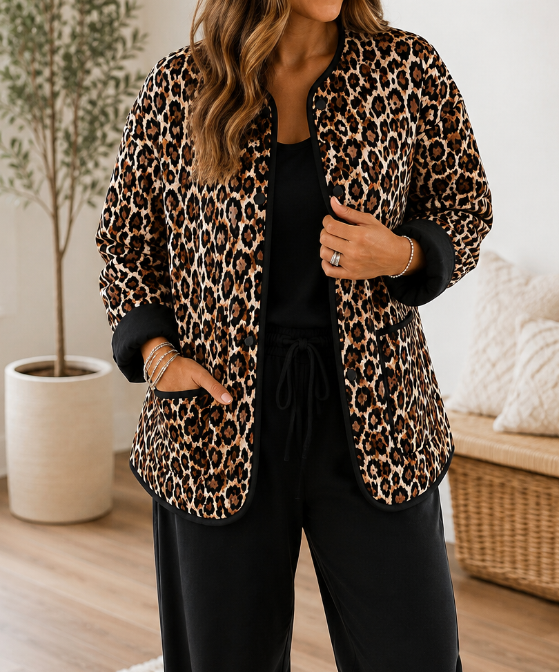 Brown Leopard Quilted Jacket