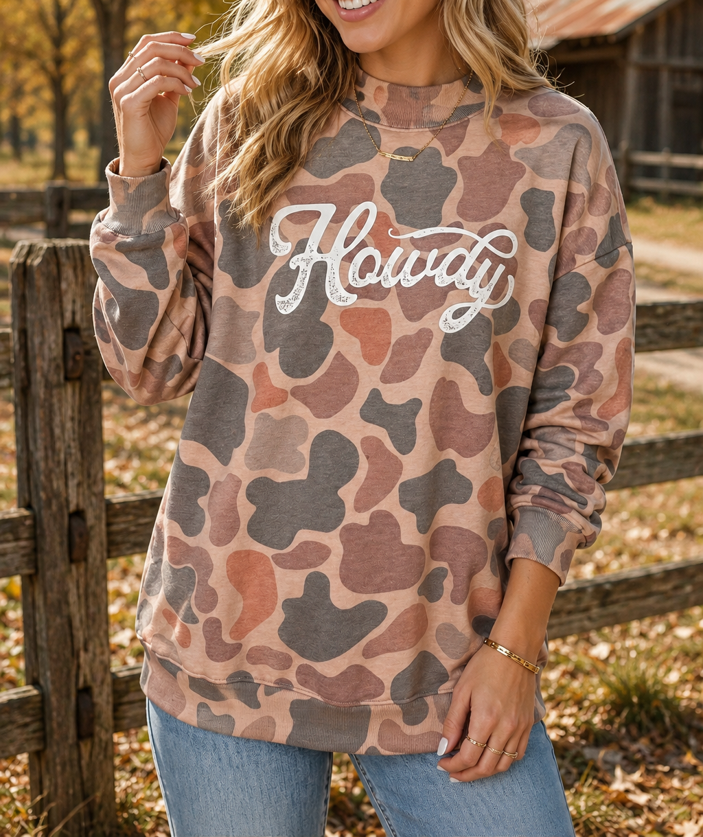 Camo Howdy Western Sweatshirt