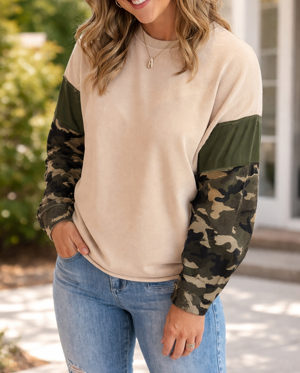 Camo Sleeve Plus Sweatshirt January.