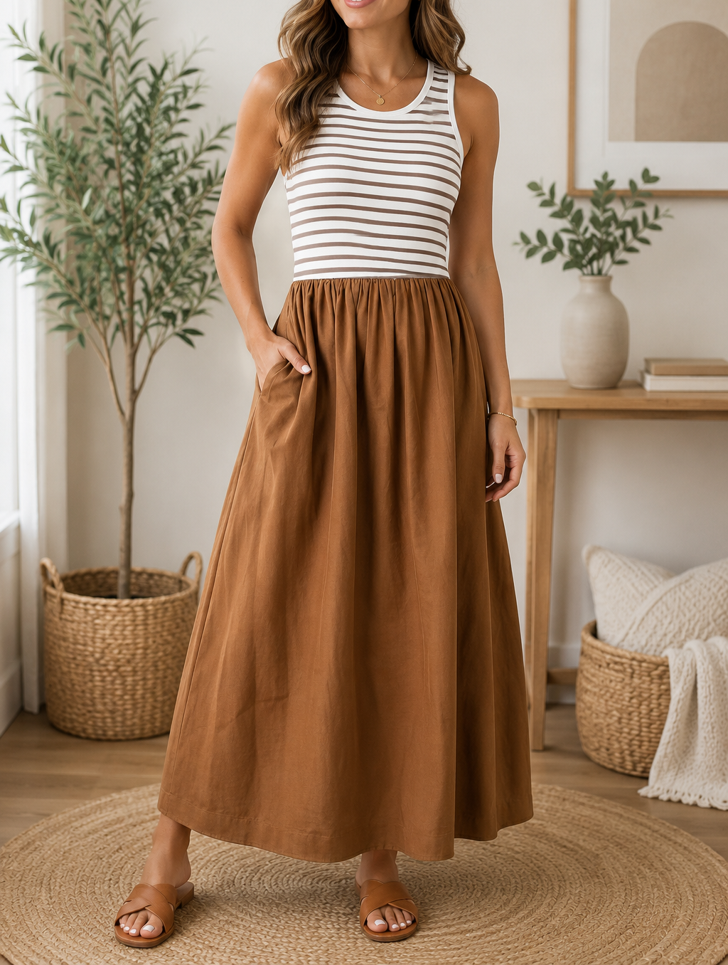 Chestnut Striped Dress