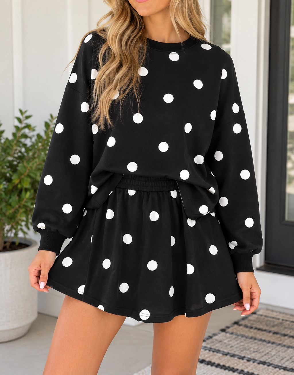 Polka Dot Relaxed Skort Set