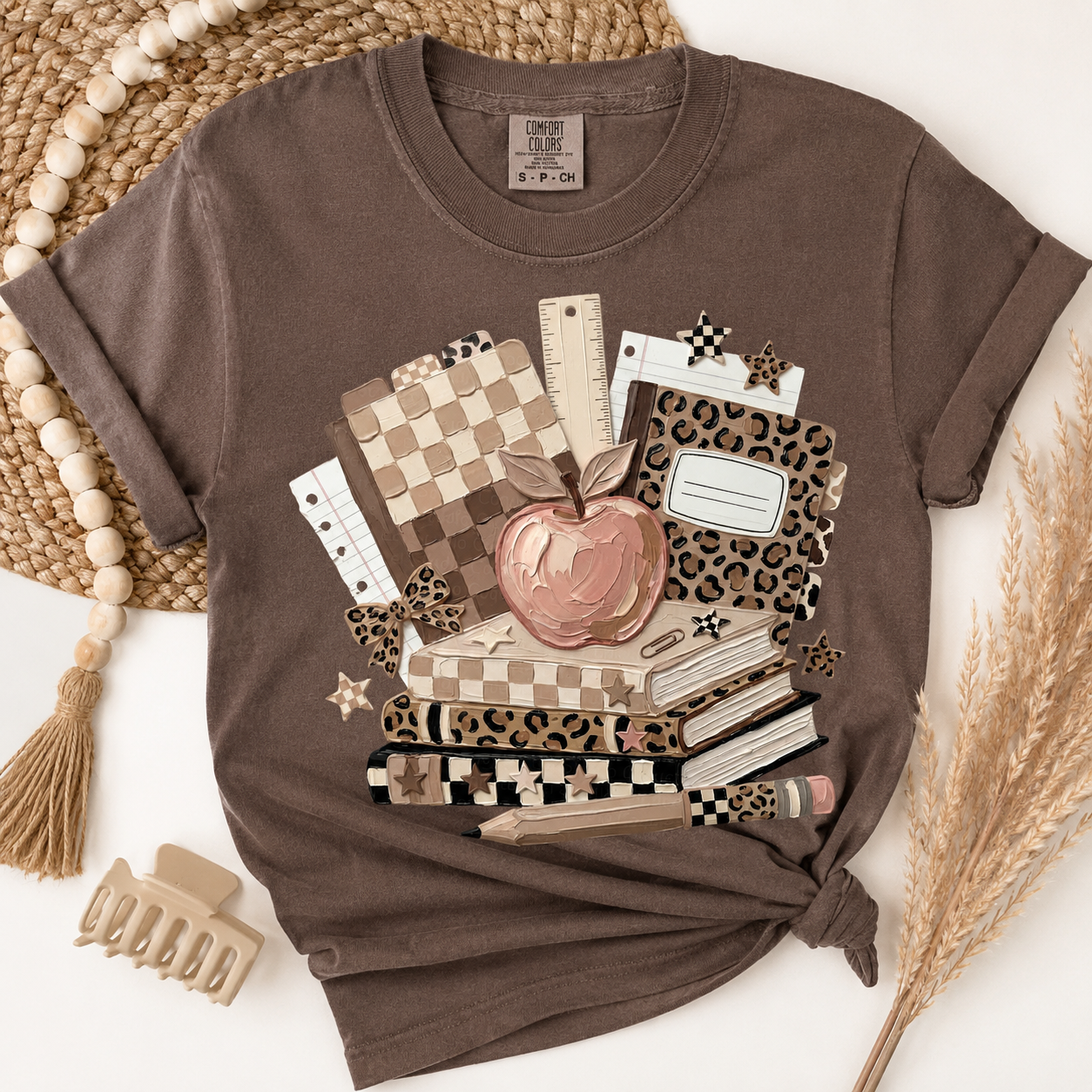 Checkered Leopard Books Teacher Tee.