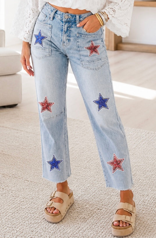 Patriotic Cropped Jeans RTS