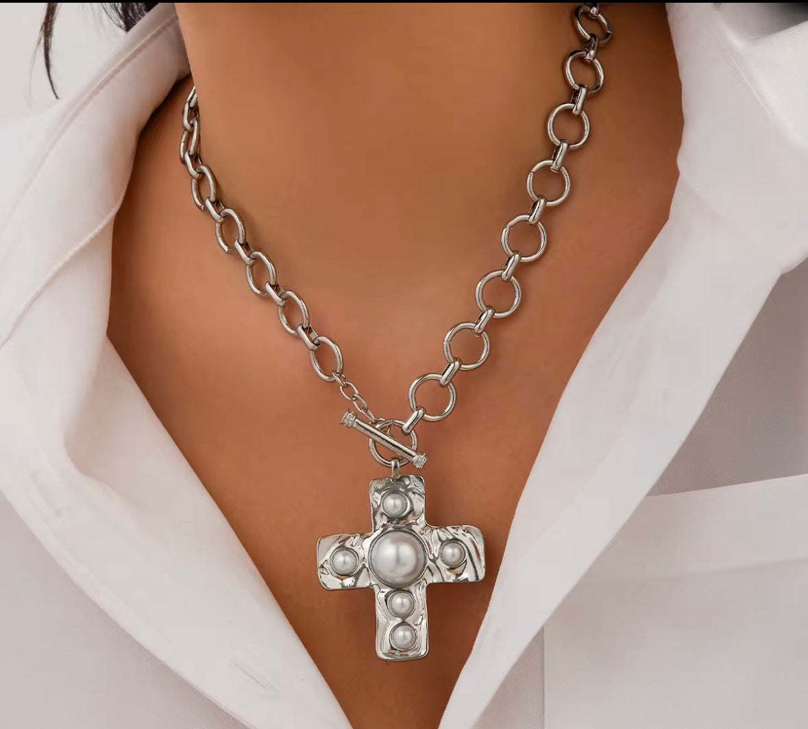 Hammered Cross Necklace RTS