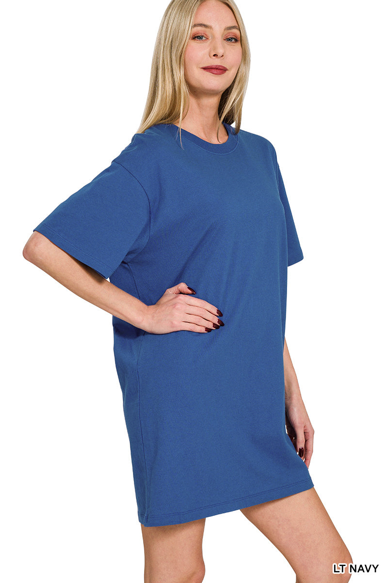 Round-Neck T-Shirt Dress Zenana