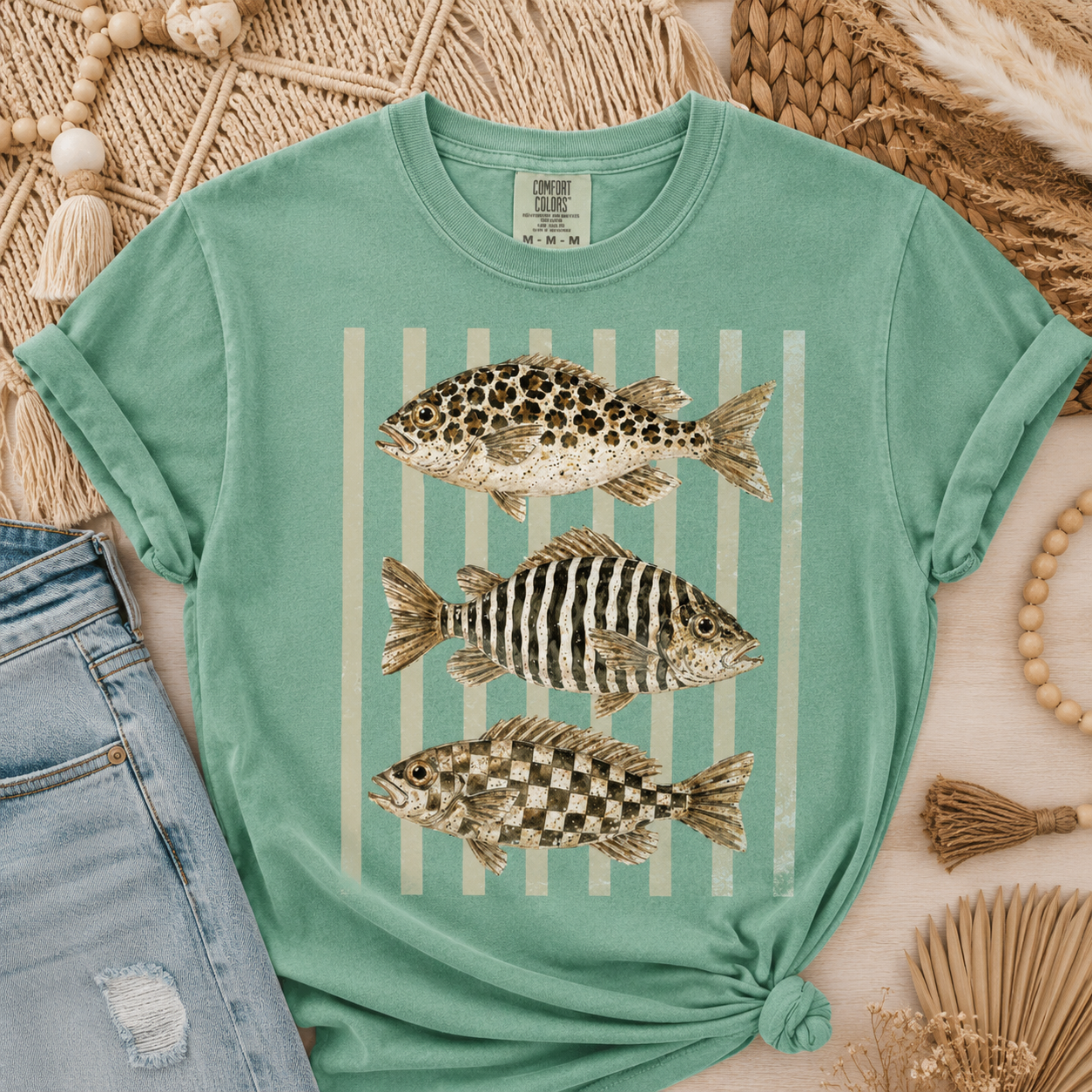 Leopard Stripe Checkered Fish Tee.