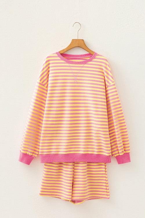 Yellow Stripe Round Neck Set