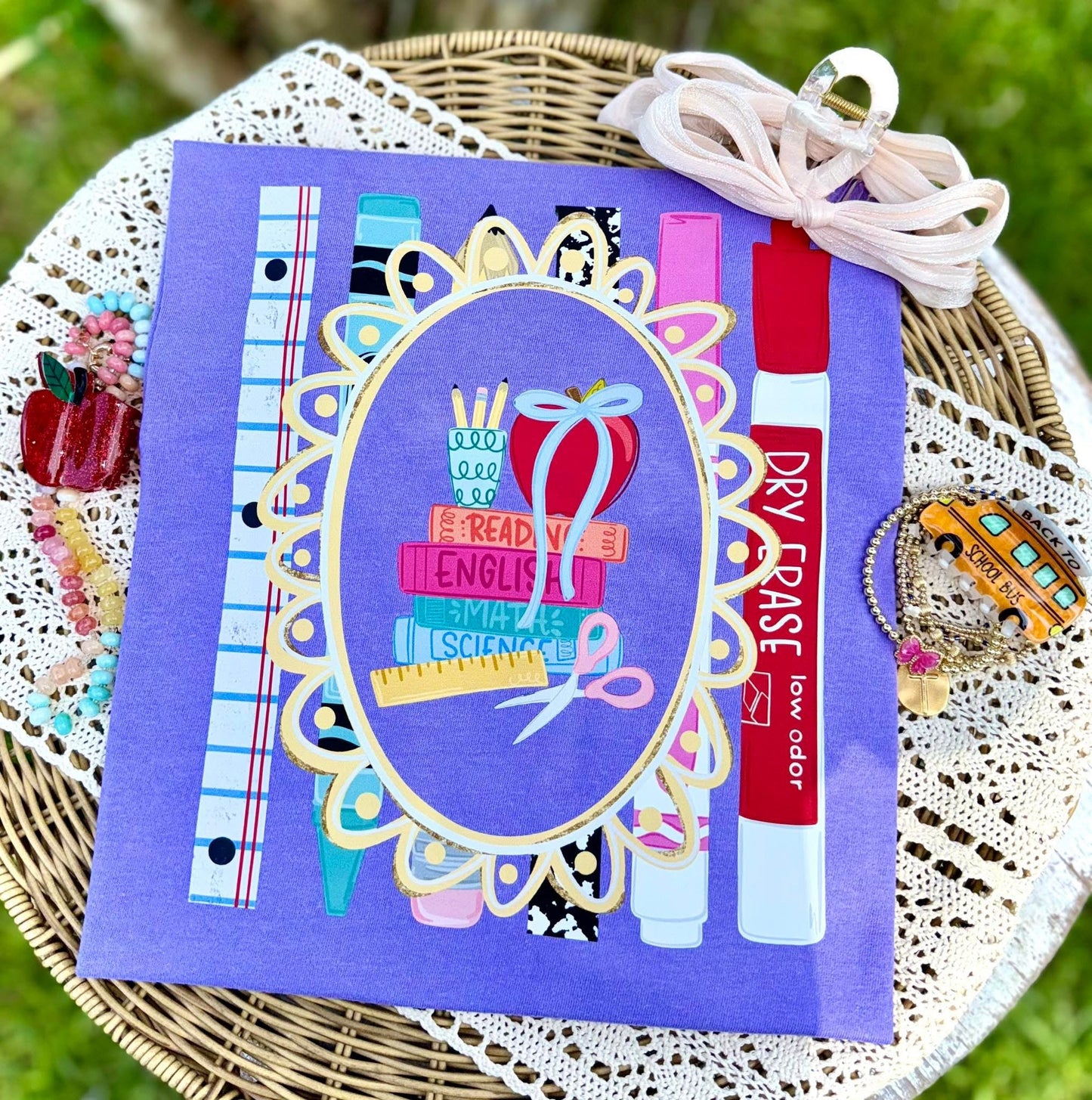 Teacher Supplies Striped Tee.