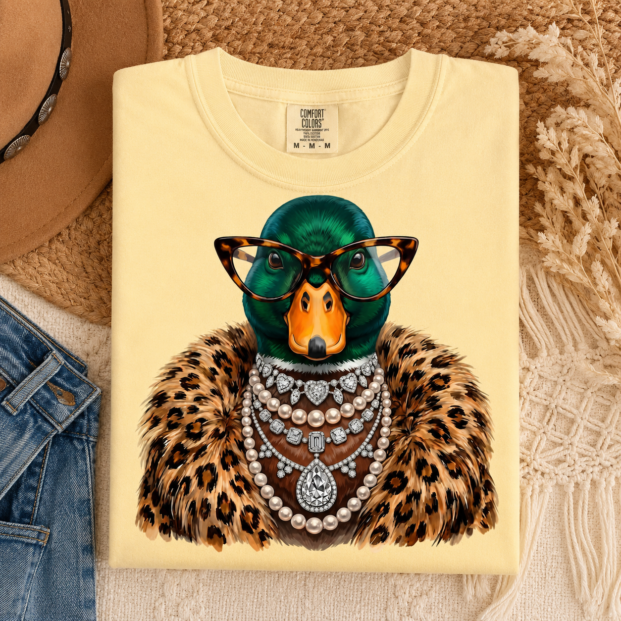 Rhinestone Necklace Duck Tee.