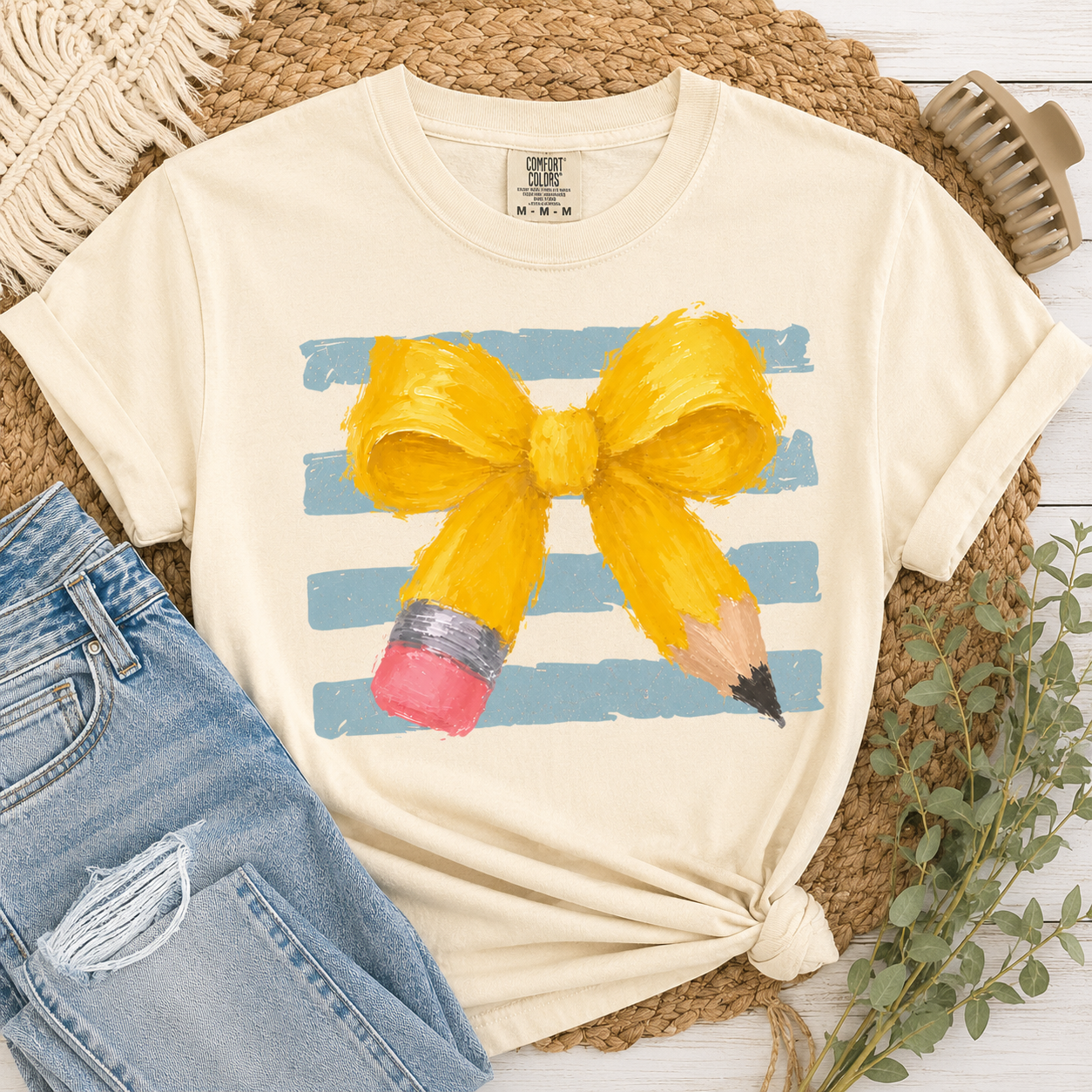Pencil Bow Stripe Tee.