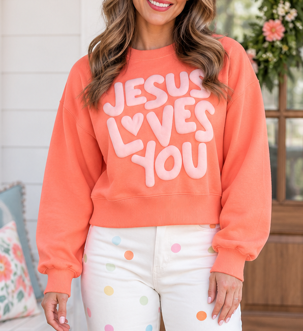 Orange JESUS LOVES YOU Sweatshirt