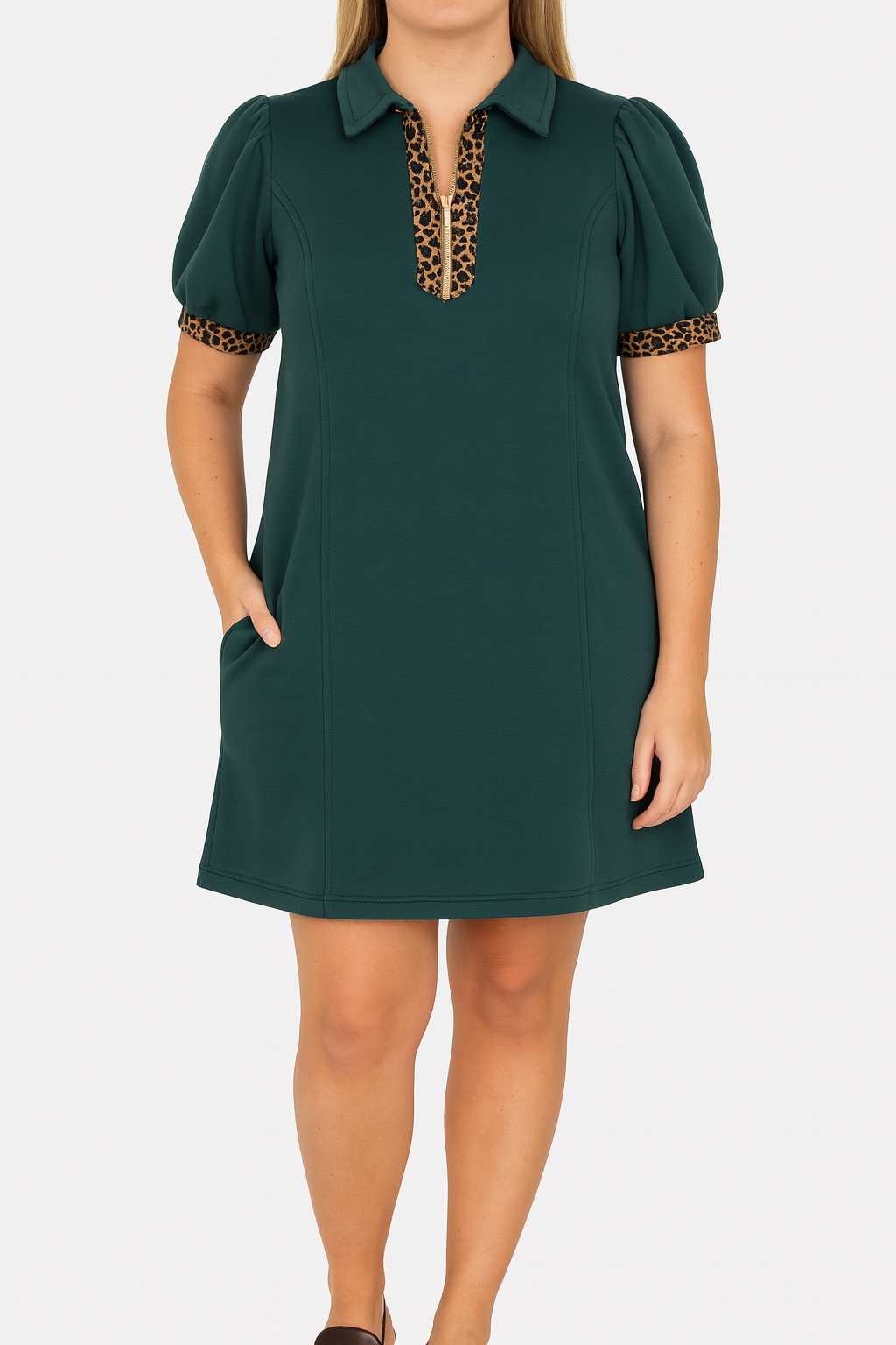 Leopard Quarter Zip Dress LT