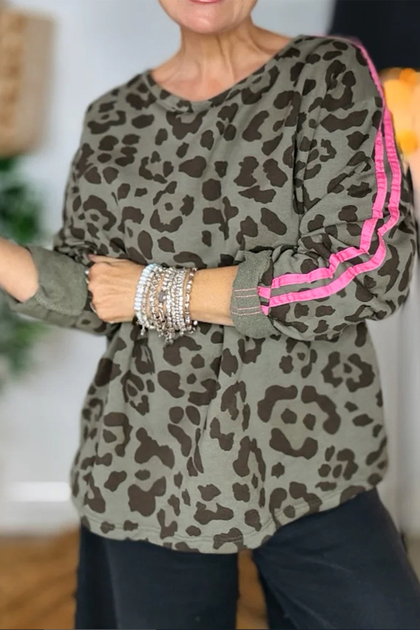 Leopard Varsity Striped Top LT