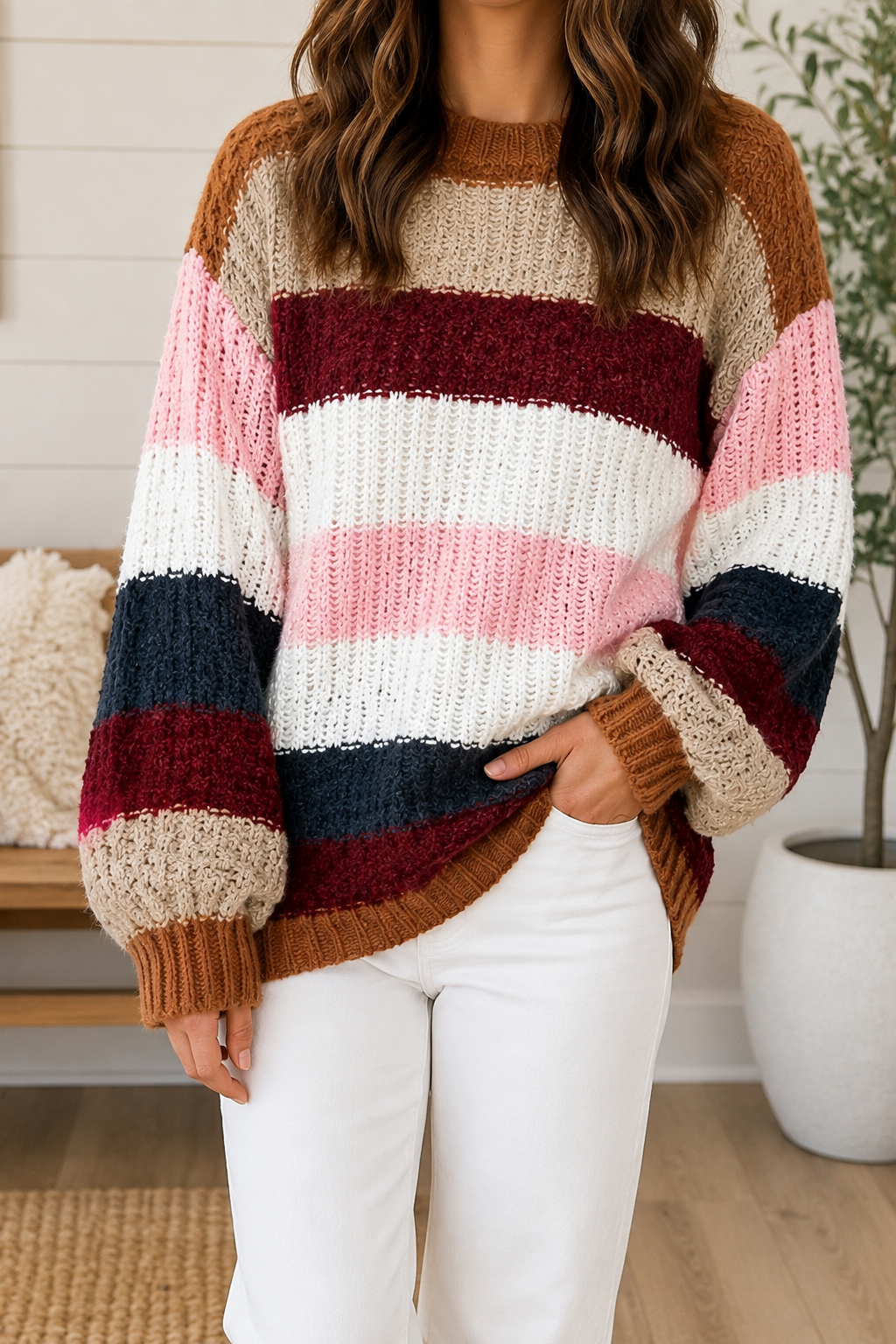 Multicolor Striped Knit Sweater