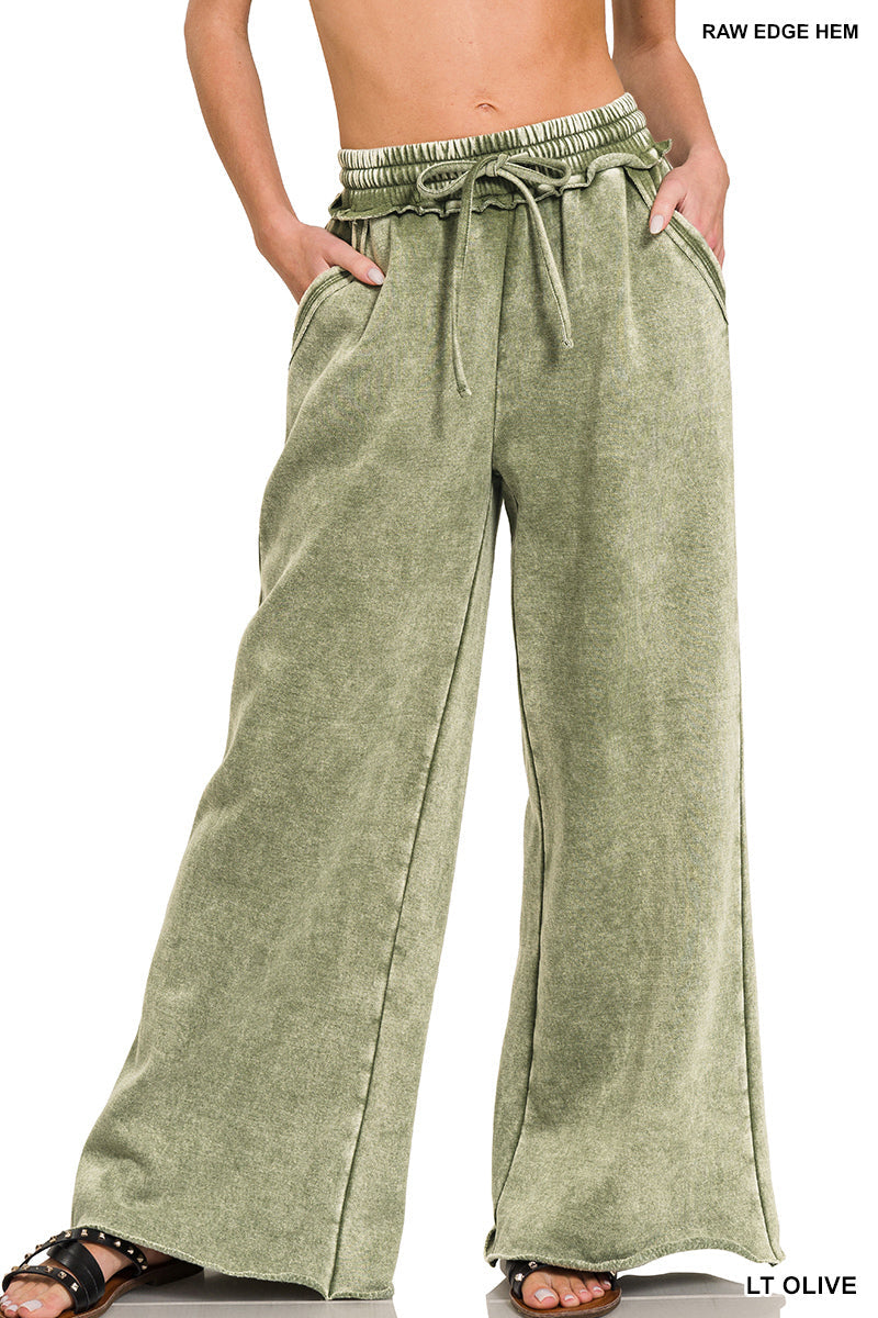 Acid Wash Fleece Sweatpants Zenana RTS
