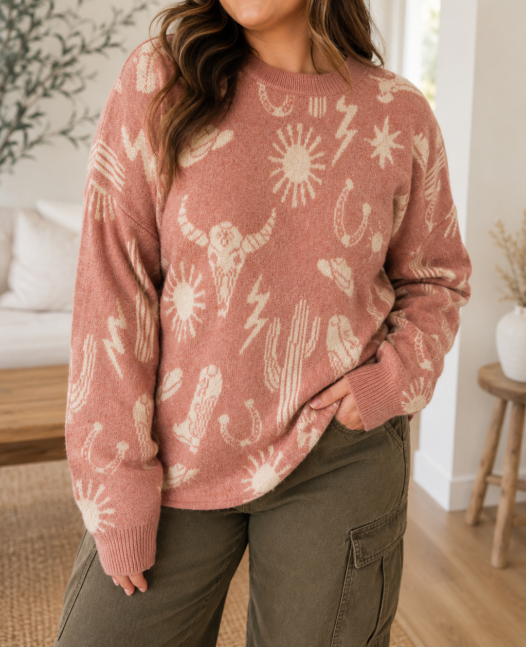 Peach Western Sweater