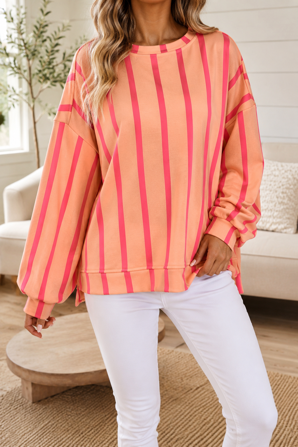 Pink Stripe Sweatshirt