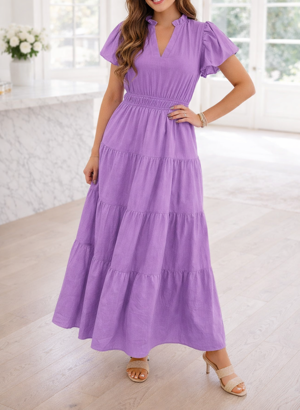 Puff Sleeve Tiered Dress