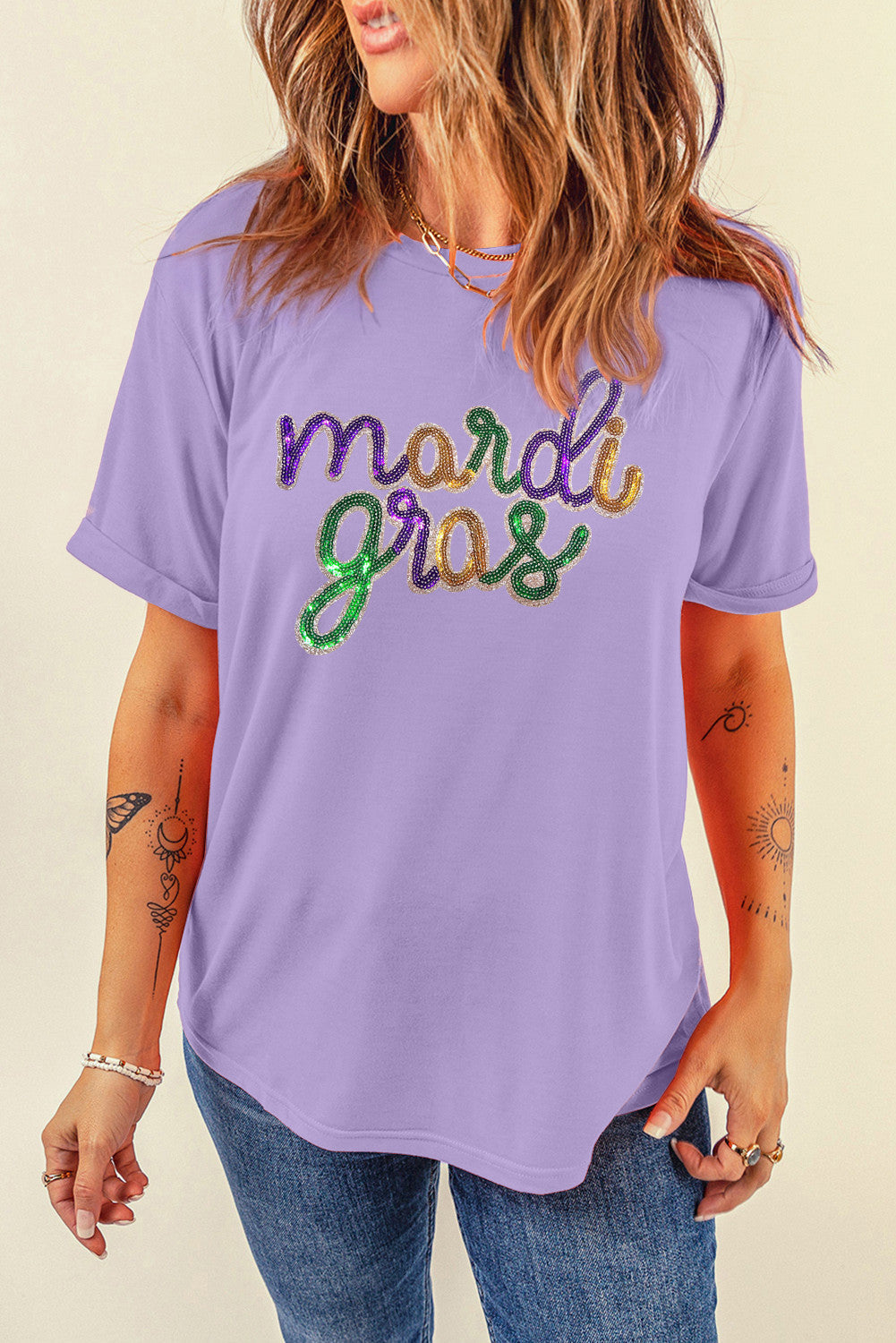 Purple Sequin Mardi Gras Shirt December.