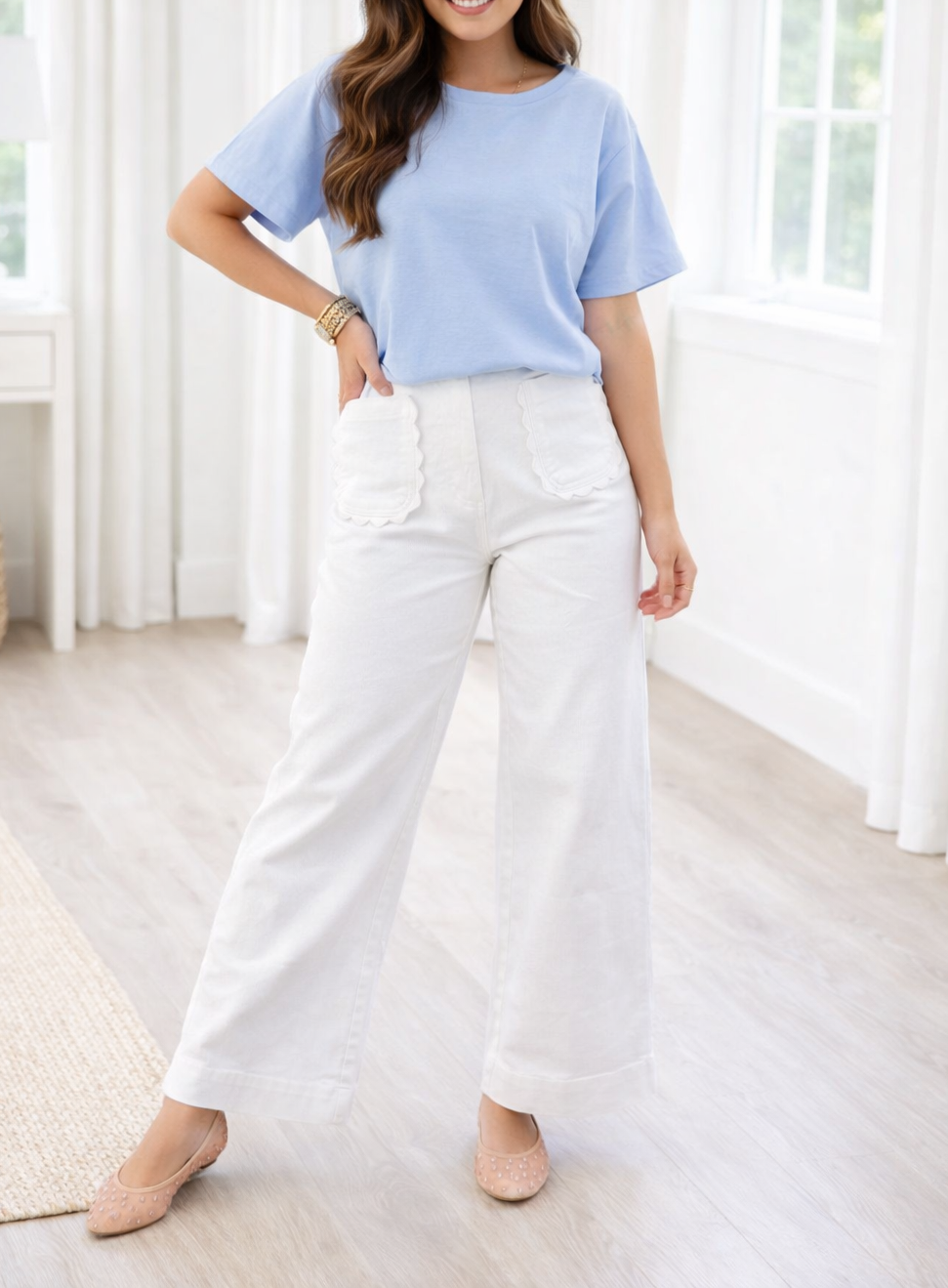 Scalloped-Patch Jeans