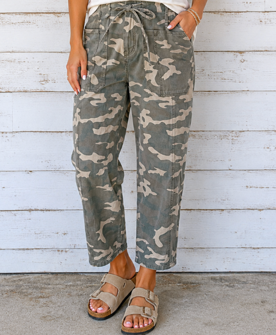 Camo Drawstring Barrel Jeans RTS