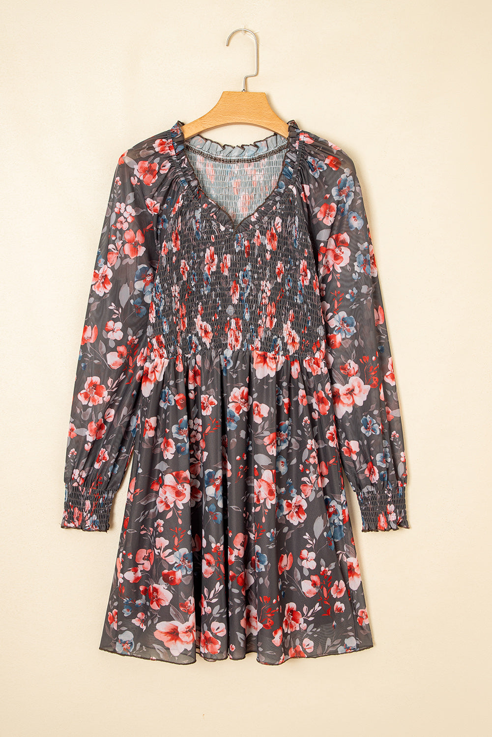 Smocked Floral Mesh Dress LT