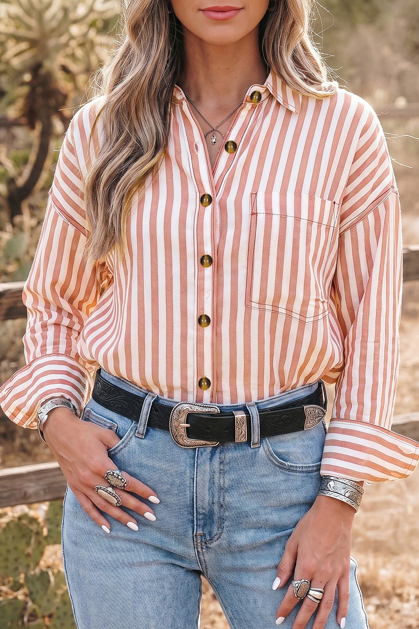 Western Stripe Button Shirt