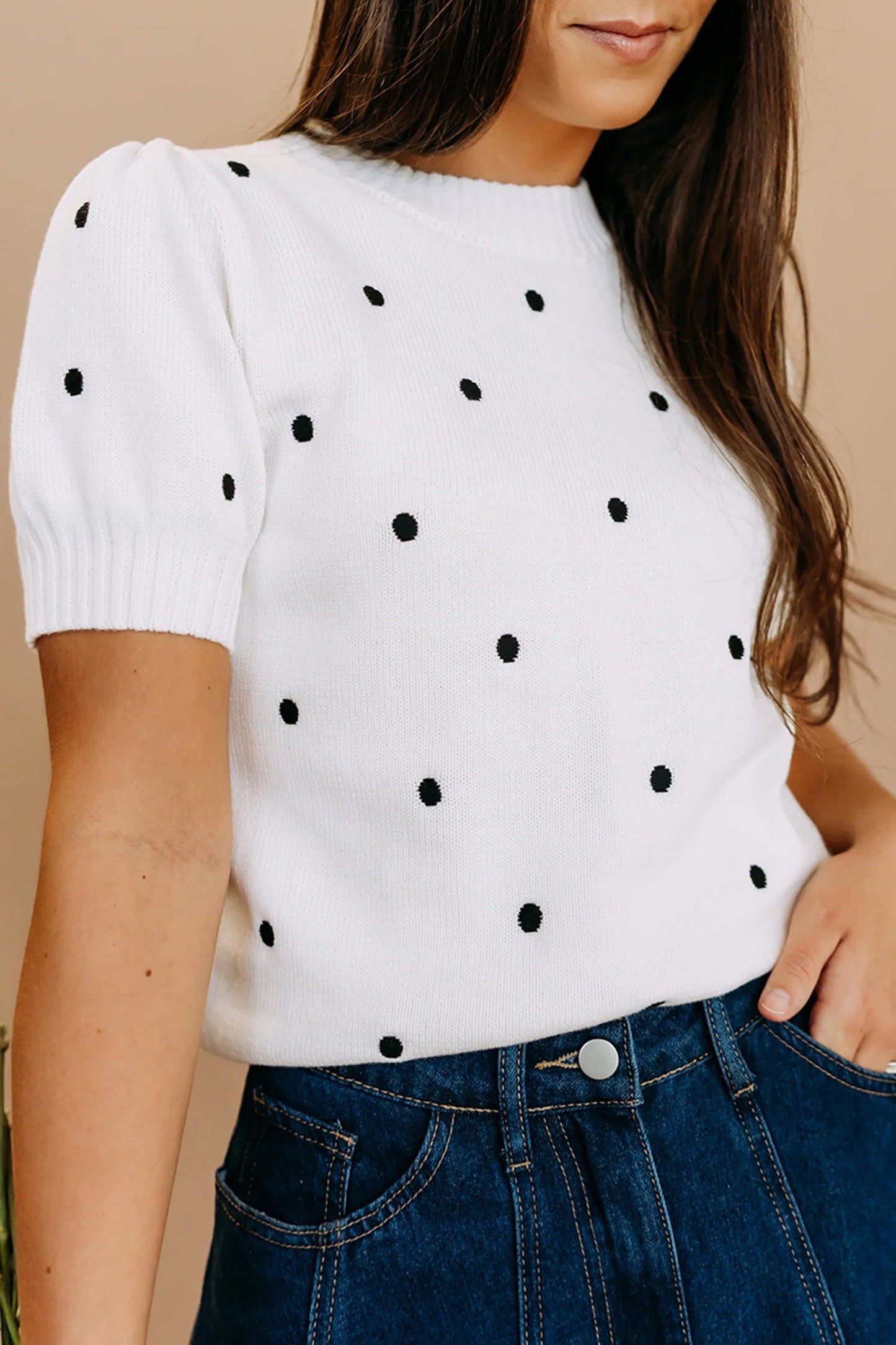 White Polka Dot Bubble Sweater LT