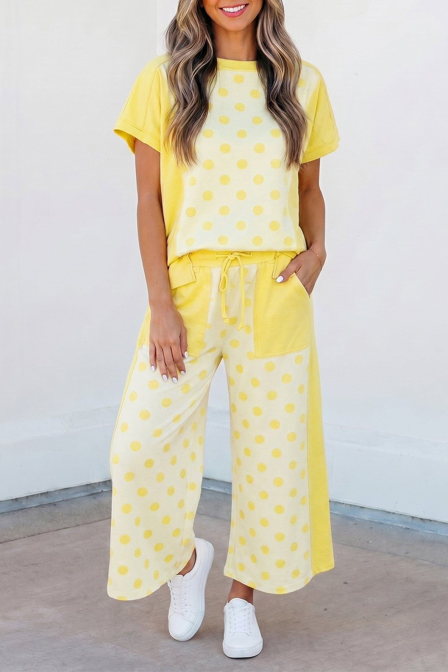 Yellow Polka Dot Pants Set