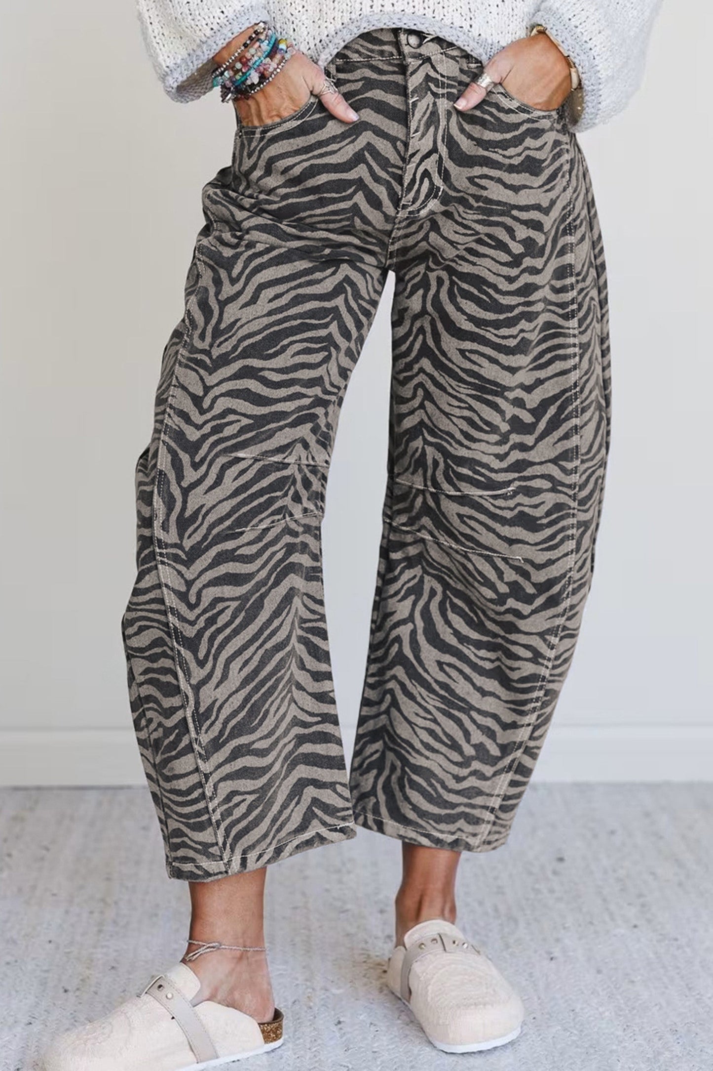 Zebra Print Wide Leg Jeans RTS