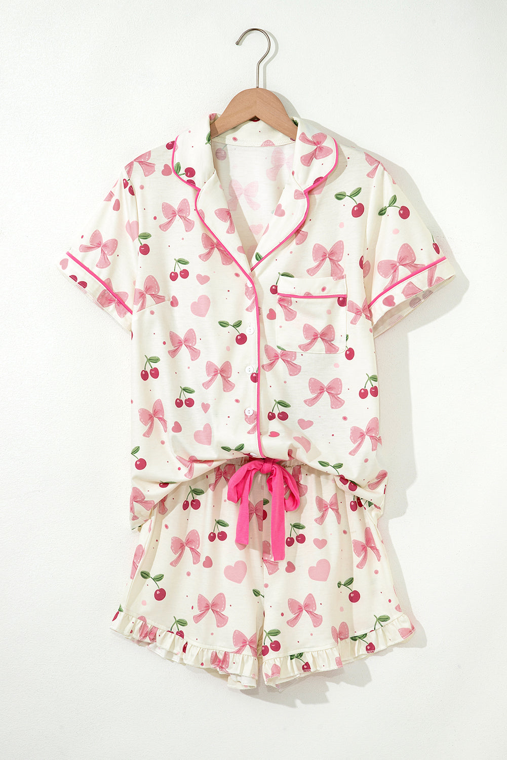 Beige Bow Fruit Pajamas LT