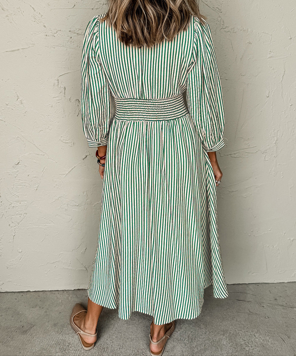Stripe Clinched Midi Dress October.