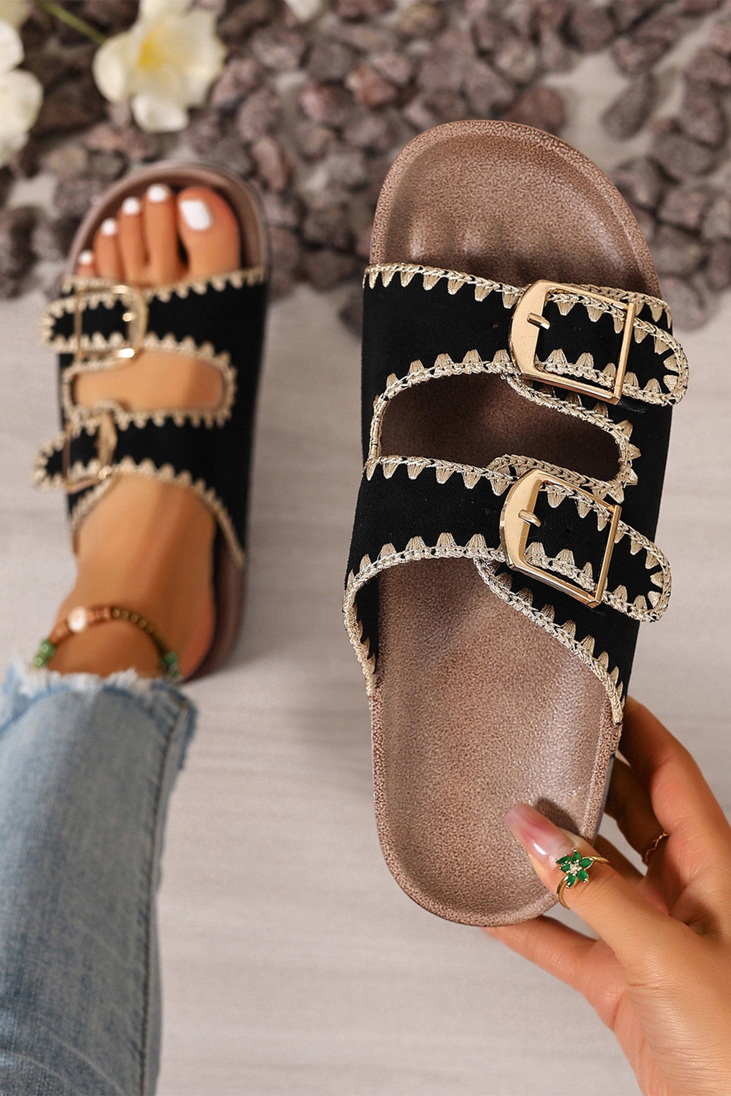 Embroidered Buckle Sandal RTS
