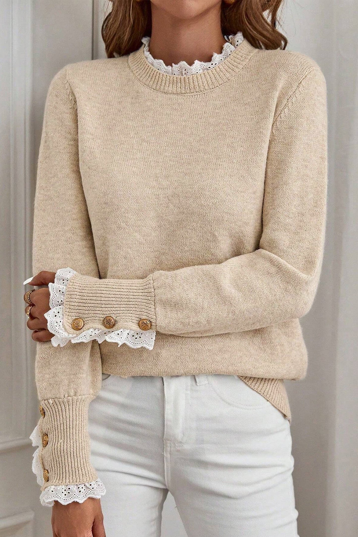 Lace Trim Sweater RTS