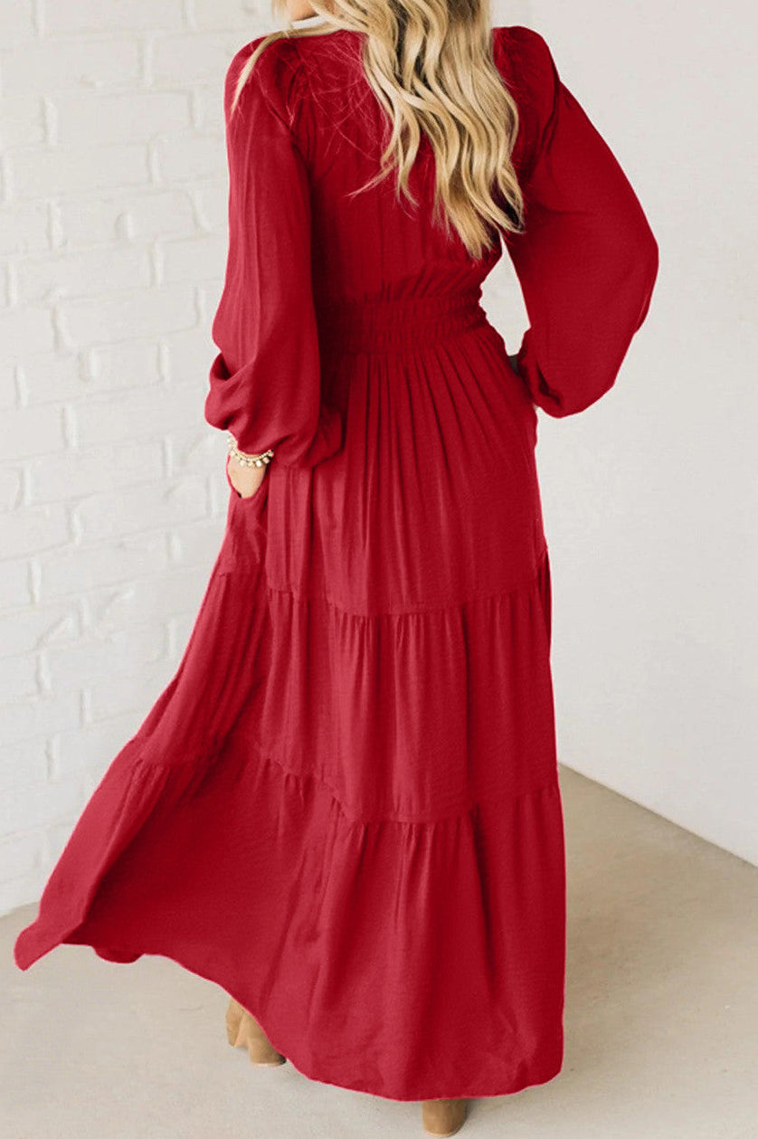 Red Embroidered Maxi Dress RTS