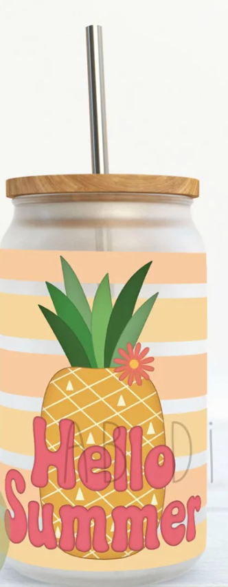 Summer Glass Can w/ bamboo lid and straw