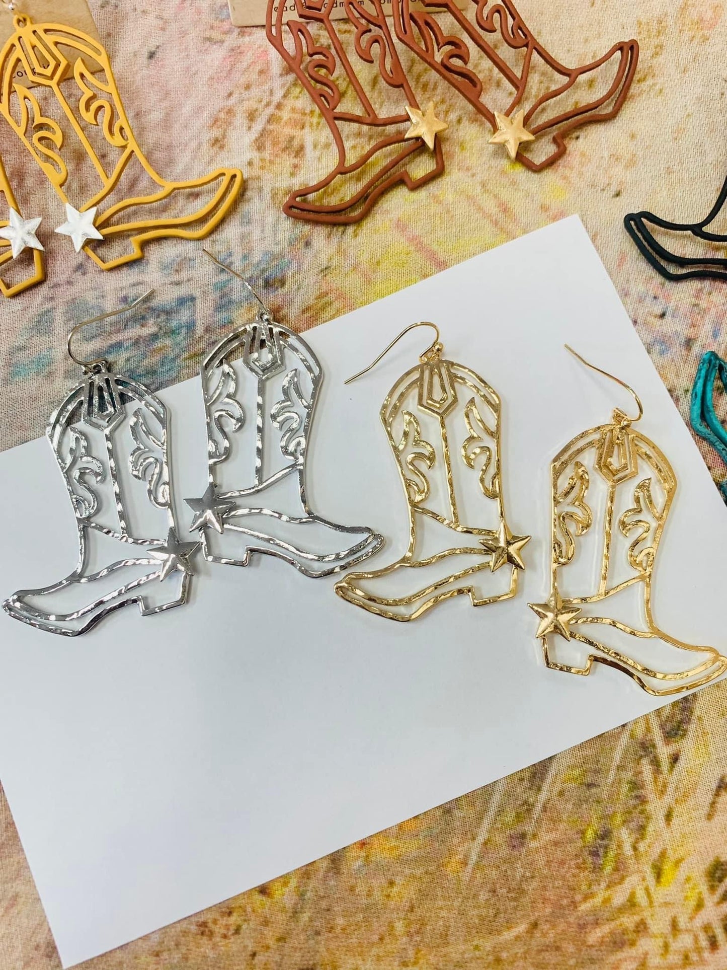 Cowboy boot earrings