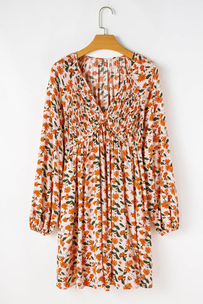 Beige Floral Babydoll Dress RTS