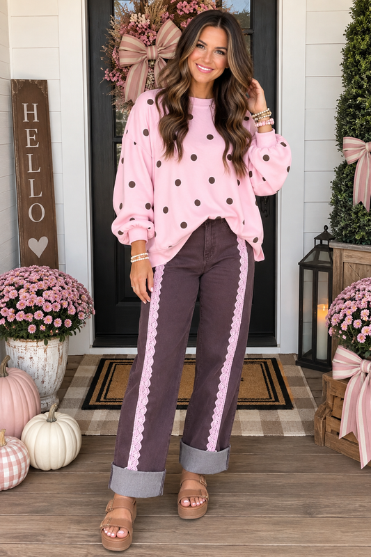 Pink Polka Dot Pullover