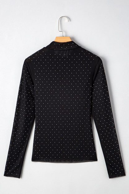 Black Rhinestone Mesh Top LT
