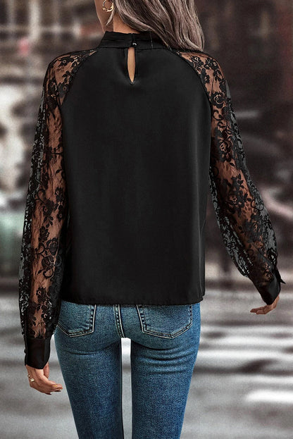 Black Floral Lace Blouse LT