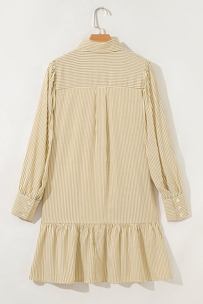 Brown Stripe Collared Dress RTS